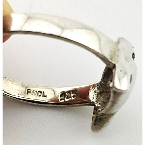 Vintage Peter Stone PSCL Sterling Silver Cat Mask Ring Size 9 - Picture 3 of 4